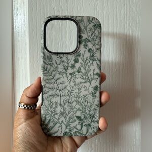 Green Floral iPhone 16 Pro Case with Protective Bumper